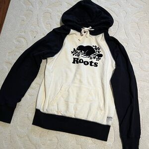 Roots unisex Black and Cream Hoodie Sweater